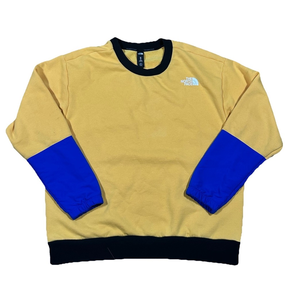 The North Face Crewneck Sweatshirt Men's Medium Yellow/Blue Colorblock Graphic